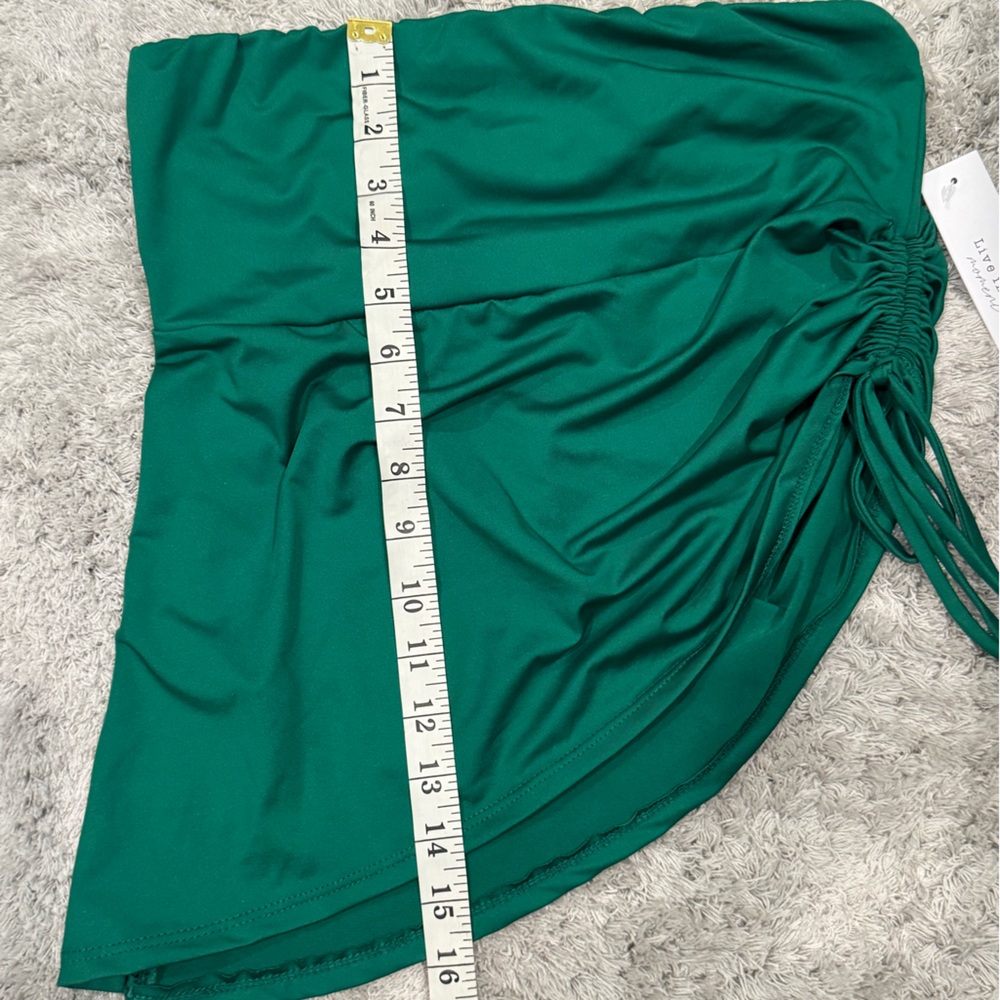 NWT Adjustable Side-Ruching Green Elastic Waist Skirt - Size Medium - Picture 3 of 5